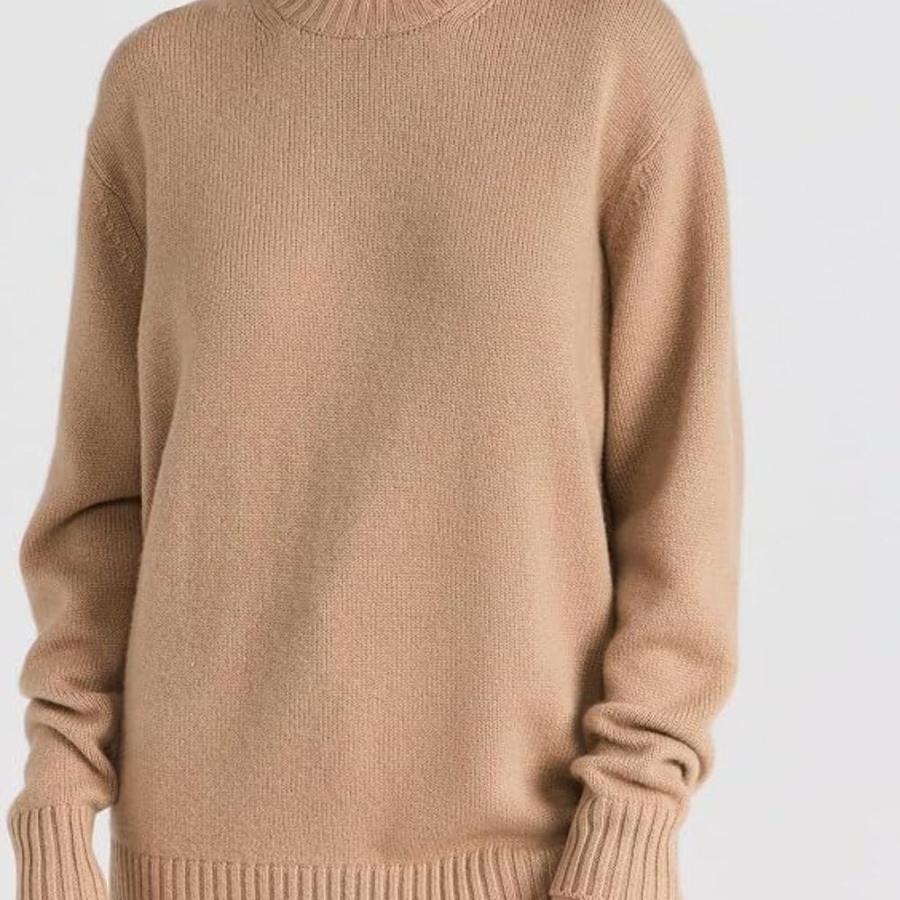 EUC Frame Light Camel Boyfriend Cashmere Sweater Size L